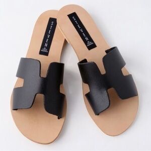 STEVE MADDEN GREECE BLACK SANDAL SLIDES 9.5